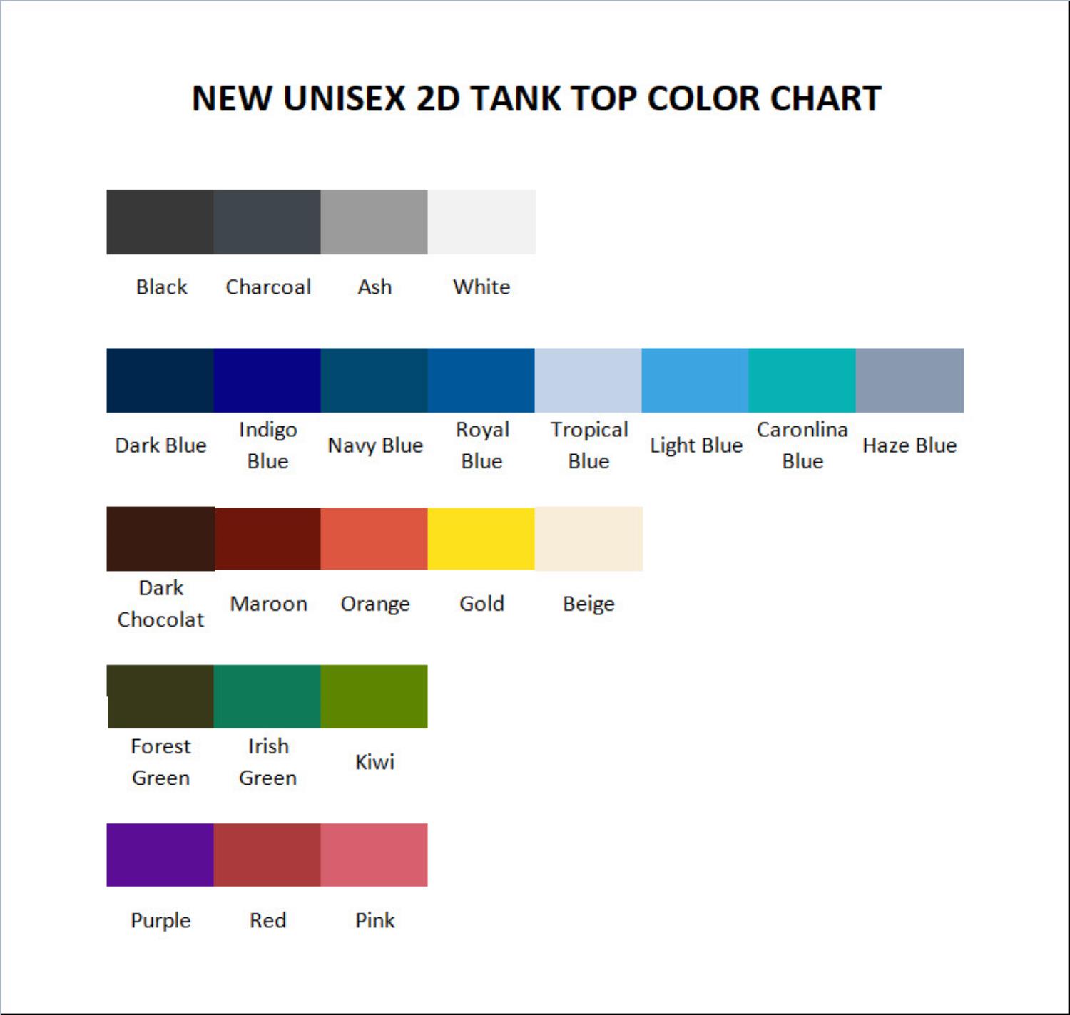 tank top color chart - Wind Breaker Merch